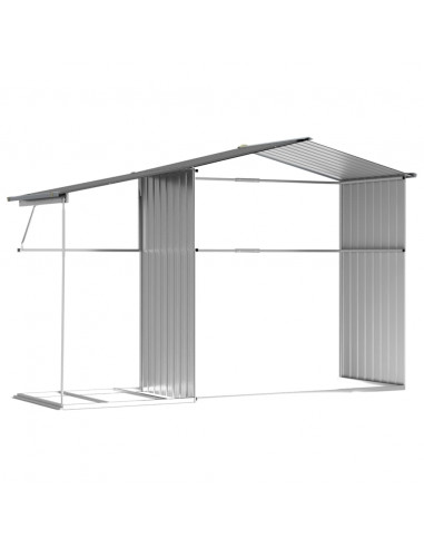 Capanno da Giardino Grigio 277x192,5x179 cm in Acciaio Zincato