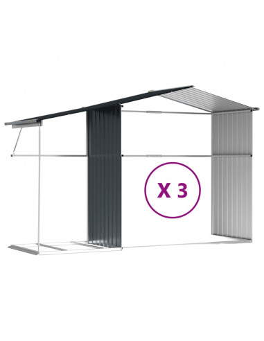 Capanno da Giardino Antracite 277x365,5x179 cm Acciaio Zincato