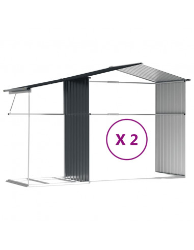 Capanno da Giardino Antracite 277x279x179 cm in Acciaio Zincato