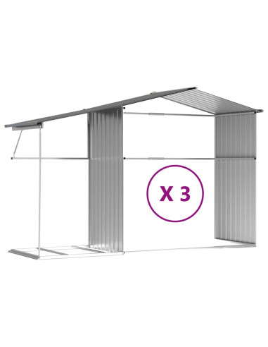 Capanno da Giardino Grigio 277x365,5x179 cm in Acciaio Zincato
