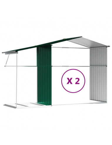 Capanno da Giardino Verde 277x279x179 cm in Acciaio Zincato