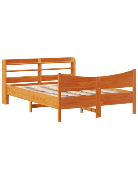 Giroletto con Testiera Marrone Cera 150x200 cm Massello Pino