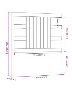 Testiera per Letto Nera 81x4x100 cm in Legno Massello di Pino