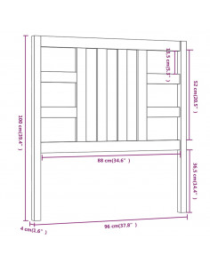 Testiera per Letto Nera 96x4x100 cm in Legno Massello di Pino