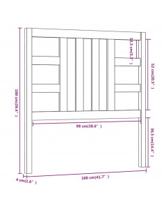 Testiera per Letto Nera 106x4x100 cm in Legno Massello di Pino