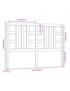 Testiera per Letto Miele 126x4x100 cm in Legno Massello di Pino