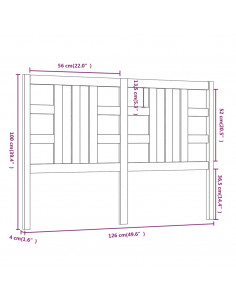 Testiera per Letto Nera 126x4x100 cm in Legno Massello di Pino