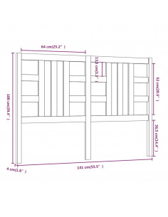 Testiera per Letto Grigia 141x4x100cm in Legno Massello di Pino