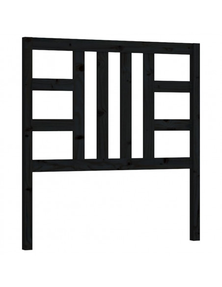 Testiera per Letto Nera 81x4x100 cm in Legno Massello di Pino