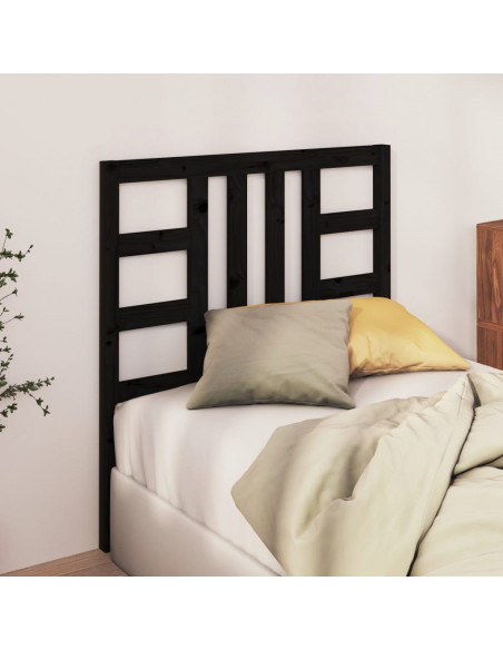 Testiera per Letto Nera 81x4x100 cm in Legno Massello di Pino