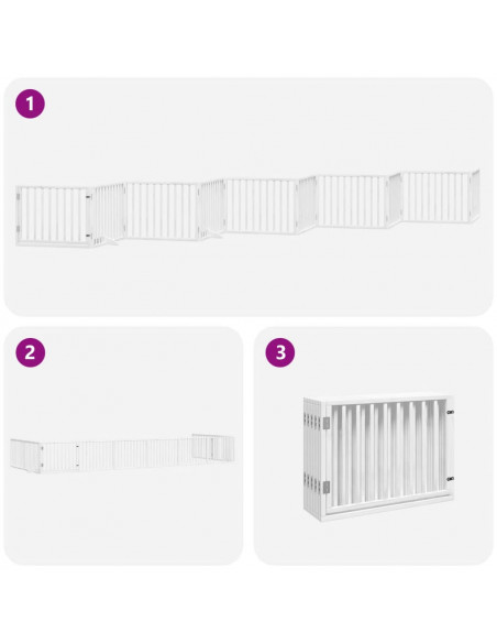 Cancello Cani Porta Pieghevole Bianco 10 Pannelli 800 cm Pioppo