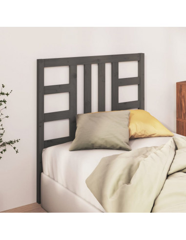 Testiera per Letto Grigia 96x4x100 cm in Legno Massello di Pino