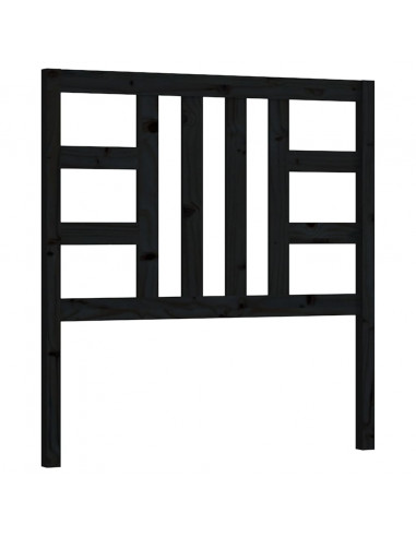 Testiera per Letto Nera 96x4x100 cm in Legno Massello di Pino