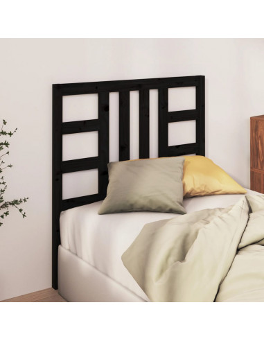 Testiera per Letto Nera 96x4x100 cm in Legno Massello di Pino