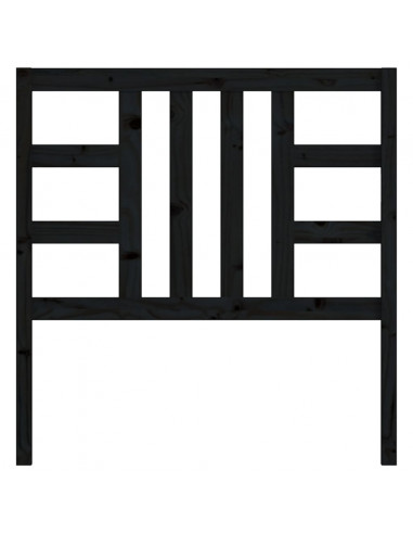 Testiera per Letto Nera 96x4x100 cm in Legno Massello di Pino