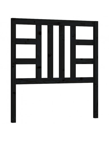 Testiera per Letto Nera 106x4x100 cm in Legno Massello di Pino