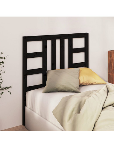 Testiera per Letto Nera 106x4x100 cm in Legno Massello di Pino