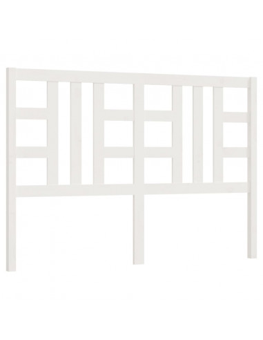Testiera per Letto Bianca 126x4x100cm in Legno Massello di Pino
