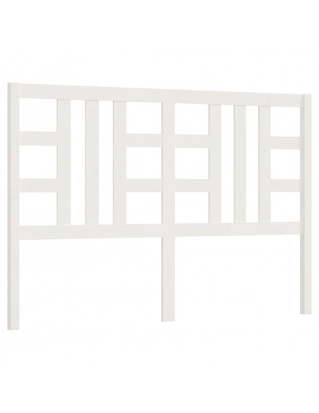 Testiera per Letto Bianca 126x4x100cm in Legno Massello di Pino