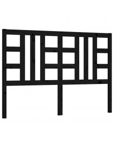 Testiera per Letto Nera 126x4x100 cm in Legno Massello di Pino 2