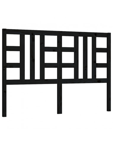 Testiera per Letto Nera 126x4x100 cm in Legno Massello di Pino