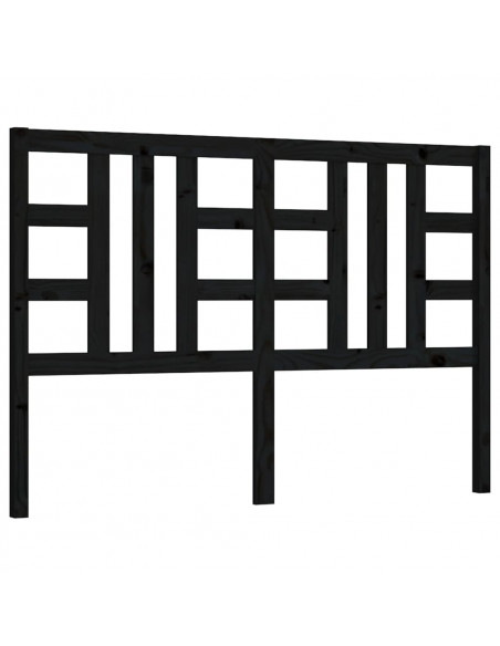 Testiera per Letto Nera 126x4x100 cm in Legno Massello di Pino