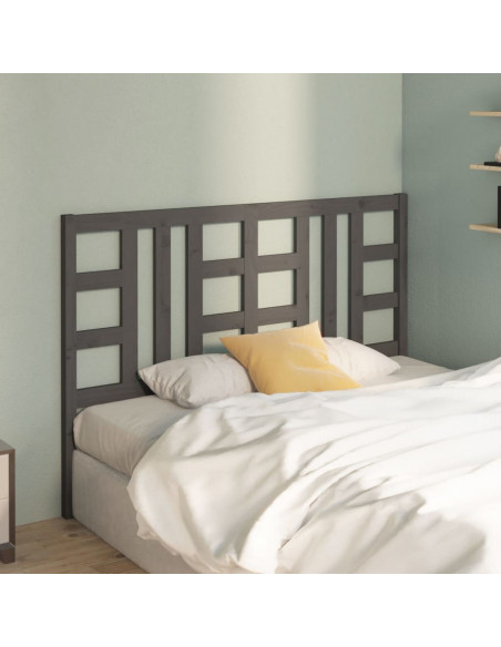 Testiera per Letto Grigia 141x4x100cm in Legno Massello di Pino
