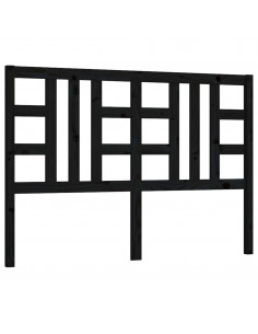 Testiera per Letto Nera 146x4x100 cm in Legno Massello di Pino 2