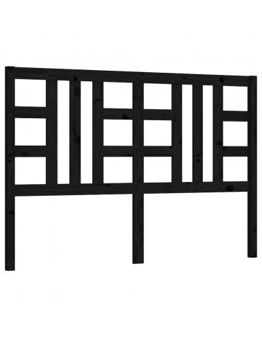 Testiera per Letto Nera 146x4x100 cm in Legno Massello di Pino