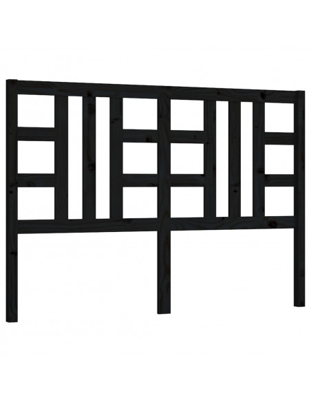 Testiera per Letto Nera 146x4x100 cm in Legno Massello di Pino