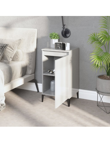 Comodino Bianco Lucido 40x35x70 cm in Legno Multistrato