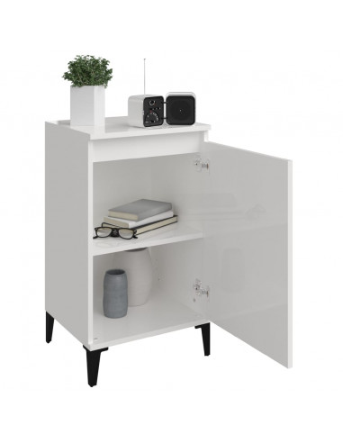 Comodino Bianco Lucido 40x35x70 cm in Legno Multistrato