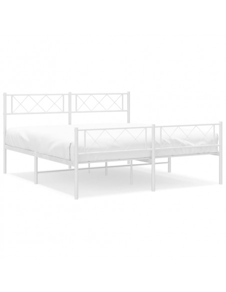 Giroletto con Testiera e Pediera Metallo Bianco 135x190 cm
