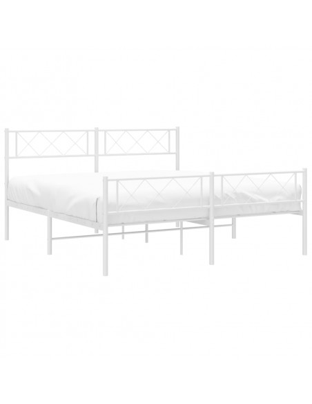 Giroletto con Testiera e Pediera Metallo Bianco 135x190 cm