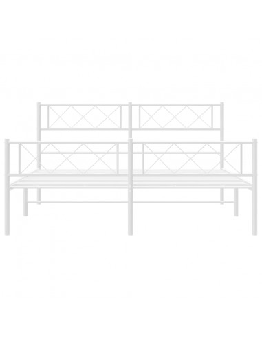 Giroletto con Testiera e Pediera Metallo Bianco 135x190 cm