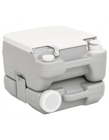 Toilette da Campeggio Portatile Grigia e Bianca 10+10 L in HDPE