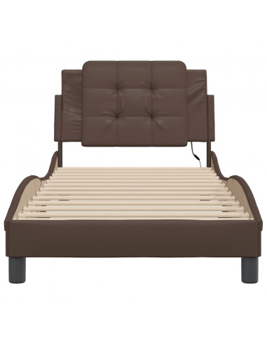 Giroletto con Luci LED Marrone 90x200 cm in Similpelle