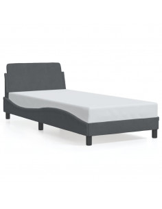 Giroletto con Testiera Grigio Scuro 90x190 cm in Velluto 2
