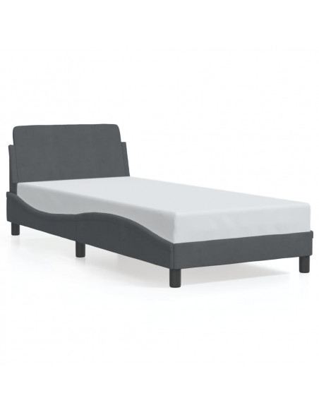 Giroletto con Testiera Grigio Scuro 90x190 cm in Velluto