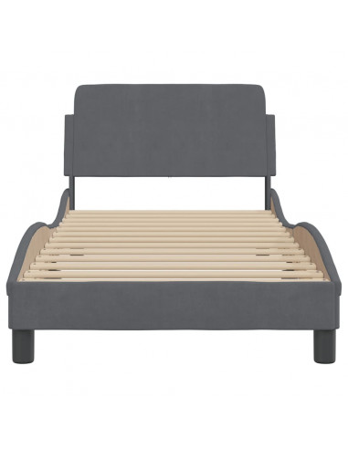 Giroletto con Testiera Grigio Scuro 90x190 cm in Velluto