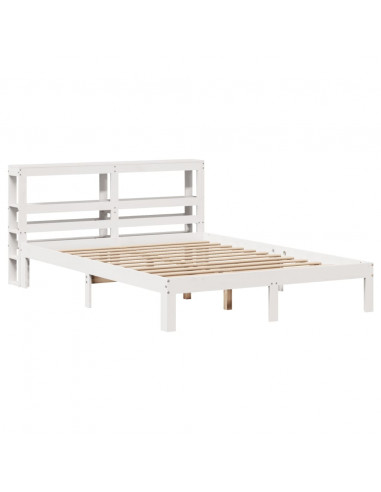 Giroletto con Testiera Bianco 140x200 cm Legno Massello di Pino