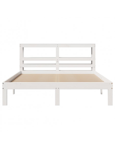 Giroletto con Testiera Bianco 140x200 cm Legno Massello di Pino
