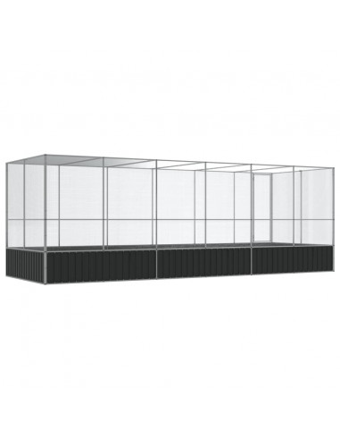 Voliera con Estensione Argento 625x207x212 cm in Acciaio