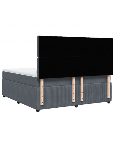 Giroletto a Molle con Materasso Grigio Scuro 180x200 cm Velluto