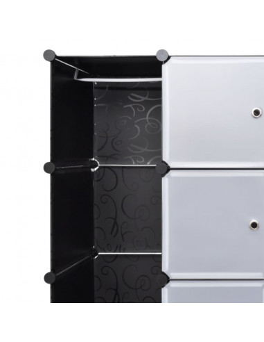 Armadietto Modulare 18 Scomparti Nero e Bianco 37x146x180,5 cm