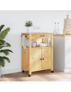 Carrello da Cucina MONZA 60x40x88,5 cm in Legno Massello di Pino 2