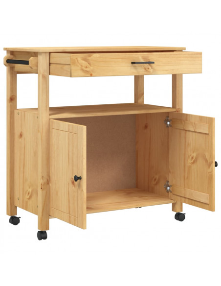 Carrello da Cucina MONZA 84x40x88,5 cm in Legno Massello di Pino
