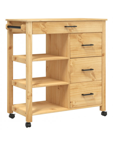 Carrello da Cucina MONZA 84x40x90 cm in Legno Massello di Pino