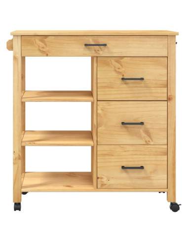 Carrello da Cucina MONZA 84x40x88,5 cm in Legno Massello di Pino