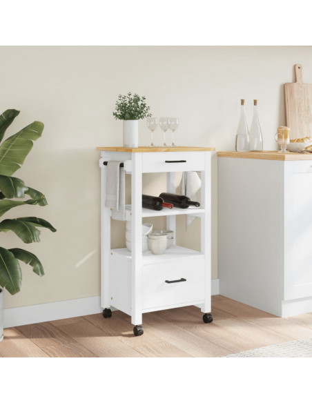 Carrello da Cucina MONZA 48x40x88,5 cm in Legno Massello di Pino